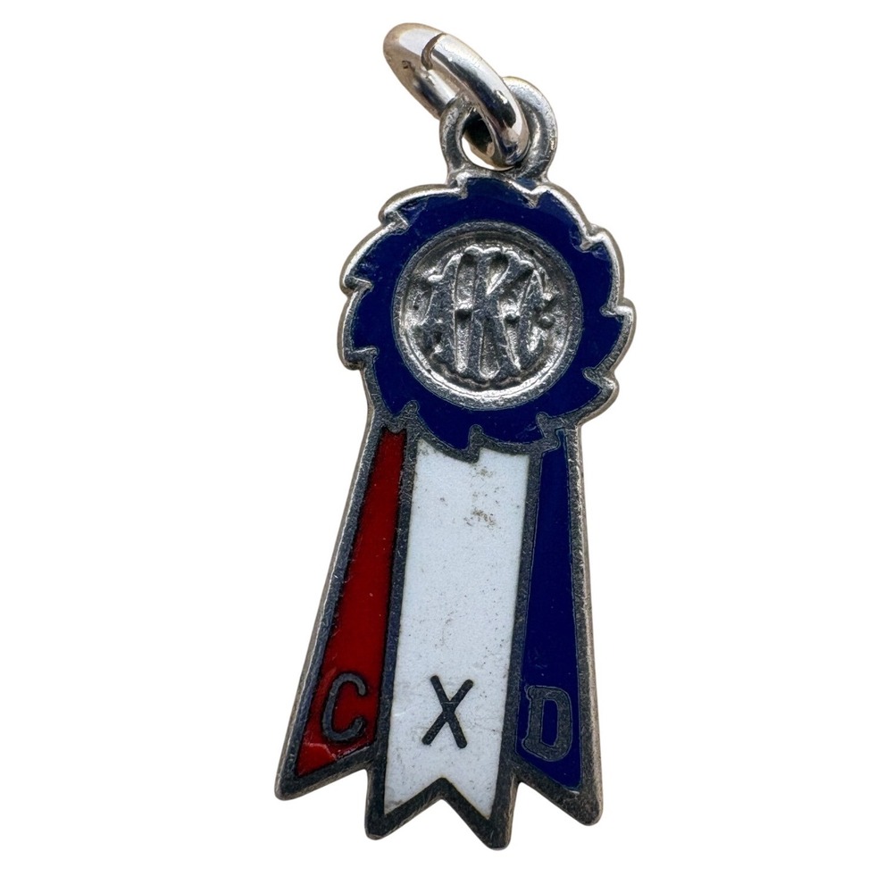Vintage AKC American Kennel Club Sterling Silver Enamel Prize Ribbon Charm LGB
